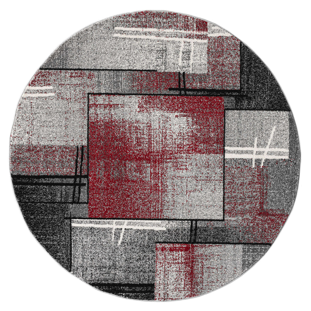 Slate 768 Red Round Rug