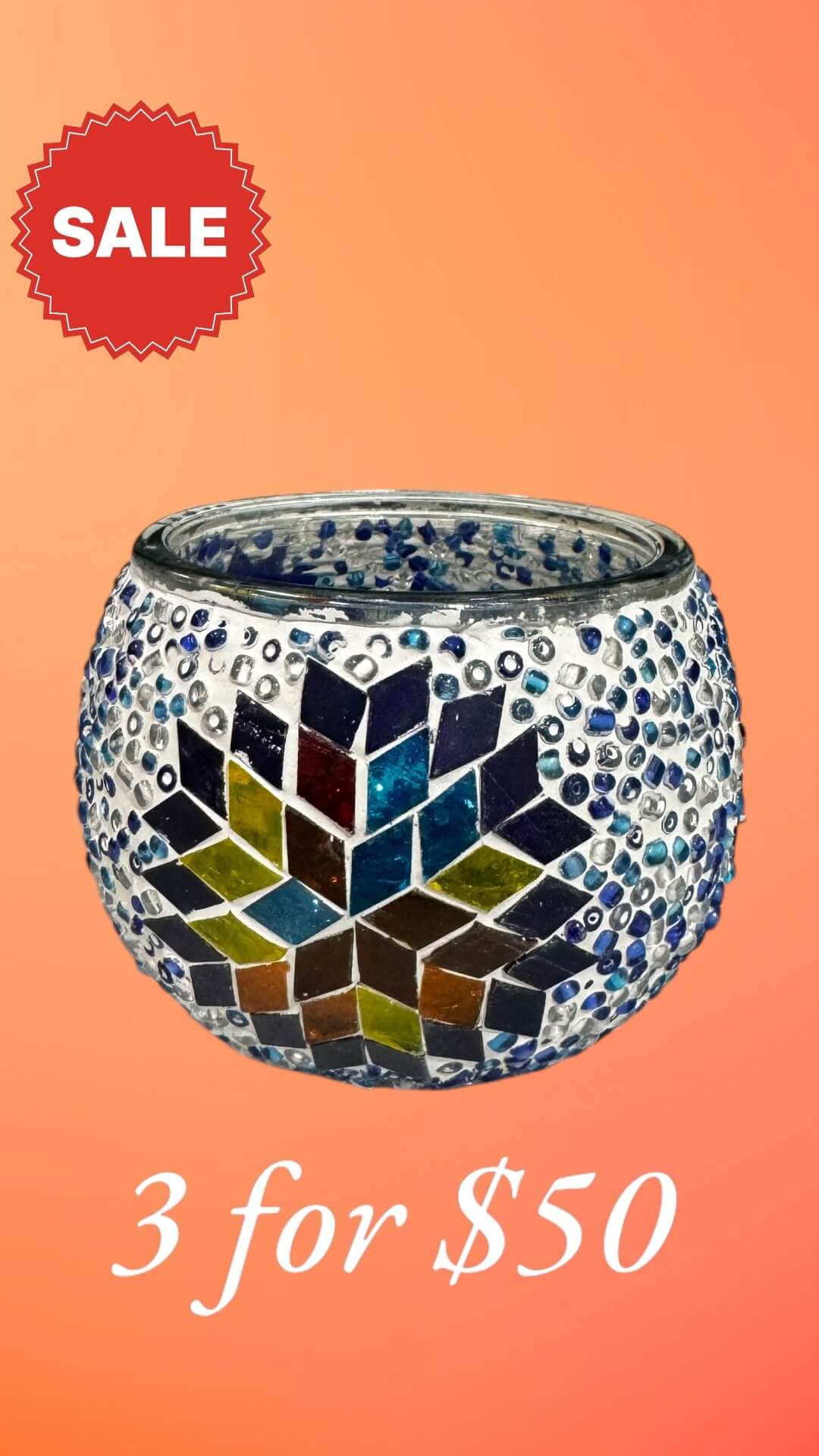 Starry Night Mosaic Candle Holder-Experience celestial beauty with the Starry Night Mosaic Candle Holder. Ideal for romantic evenings or gifts. Buy 3 for $50 today!-Bazaar G Rugs N Gifts