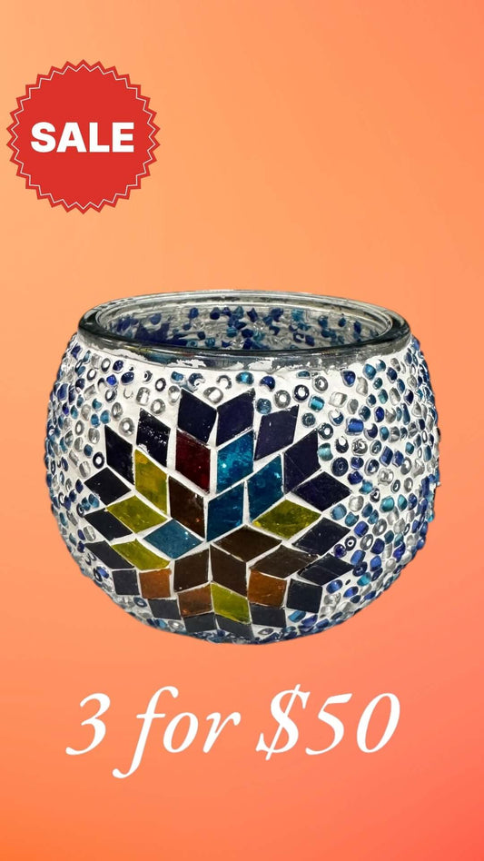 Starry Night Mosaic Candle Holder-Experience celestial beauty with the Starry Night Mosaic Candle Holder. Ideal for romantic evenings or gifts. Buy 3 for $50 today!-Bazaar G Rugs N Gifts