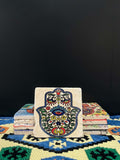 Stone Coaster Hamsa Hand White-Green
