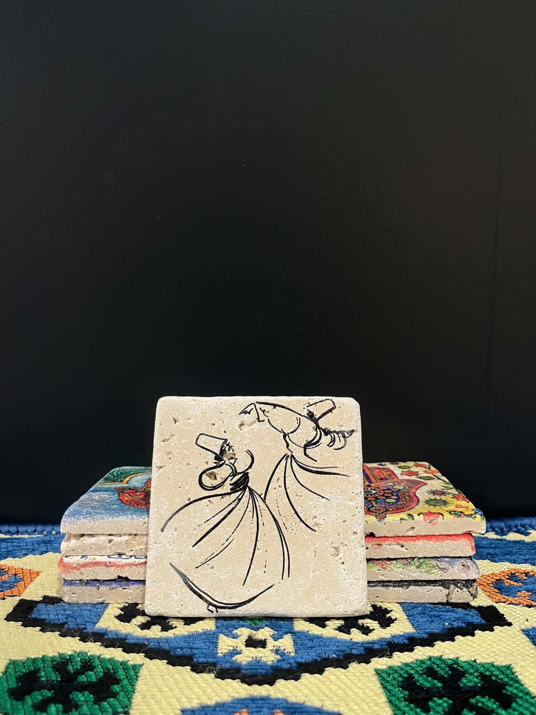 Stone Coaster Vintage Rumi White