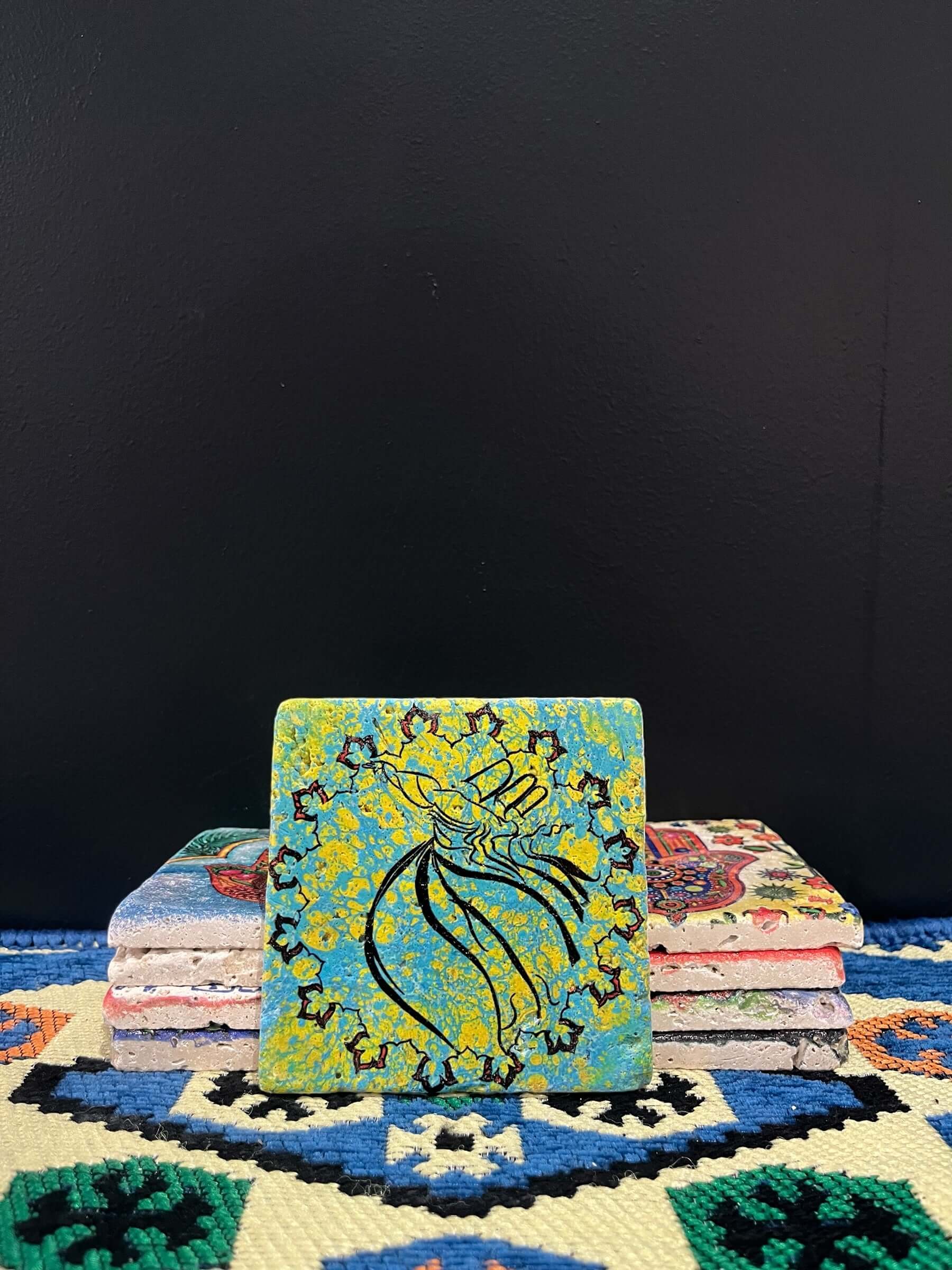 Stone Coaster Vintage Whirling Dervish Green