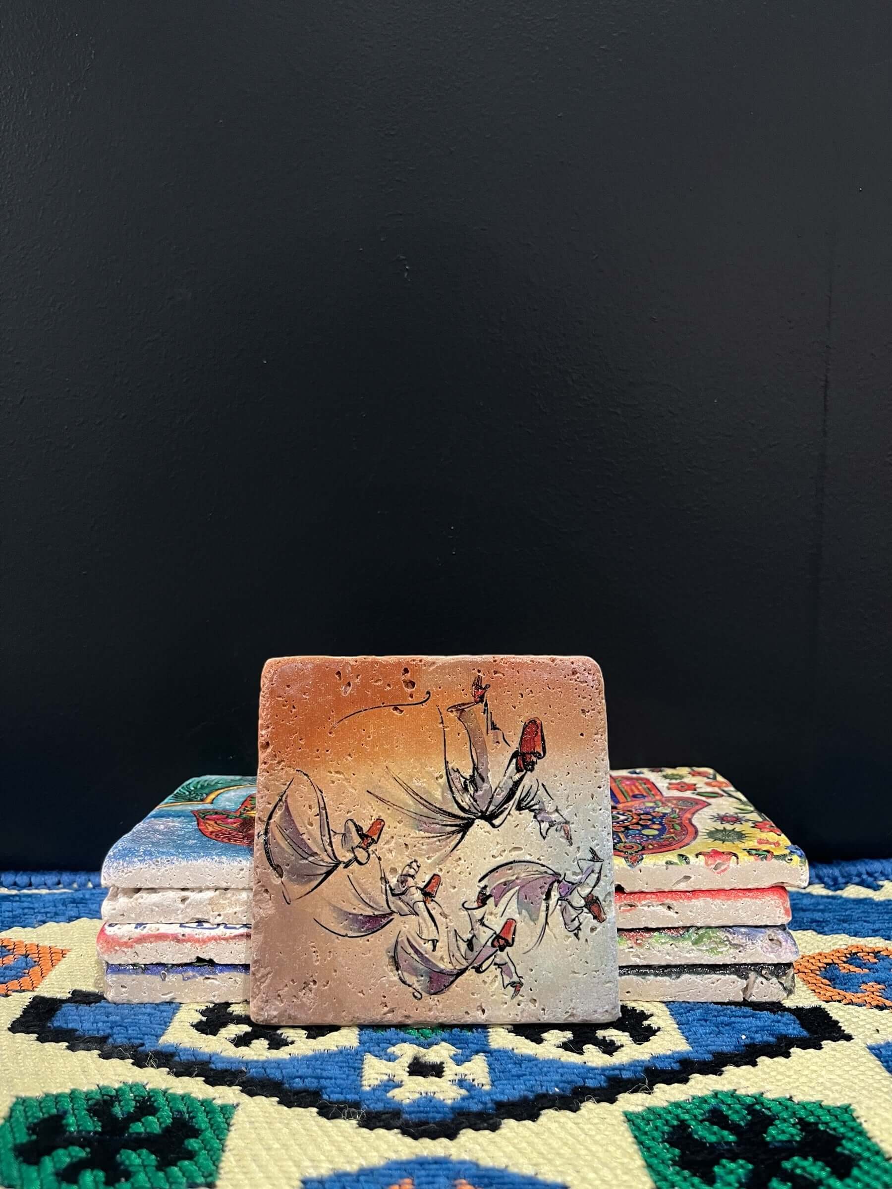 Stone Coaster Vintage Whirling Dervish Orange