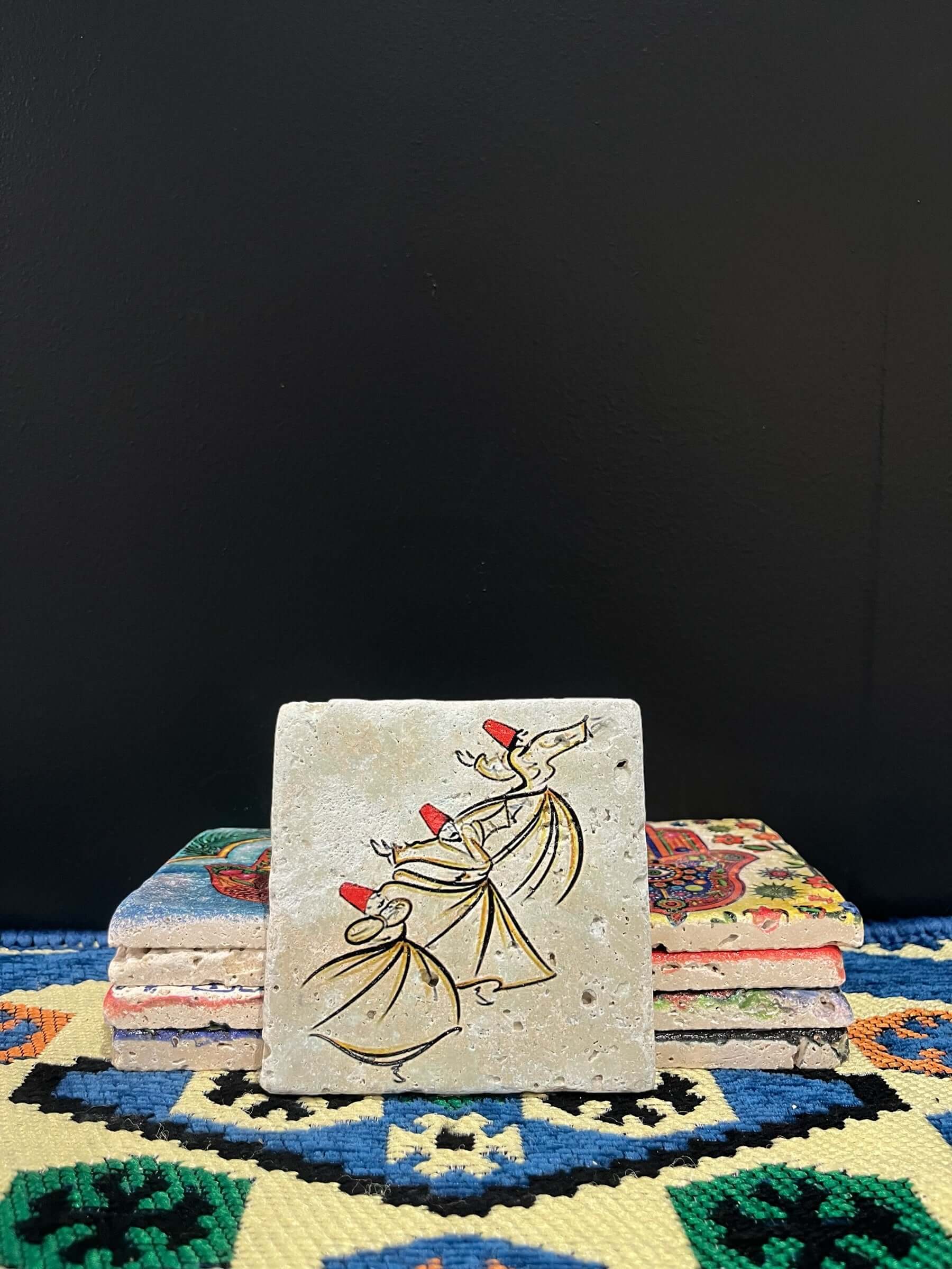 Stone Coaster Vintage Whirling Dervish White