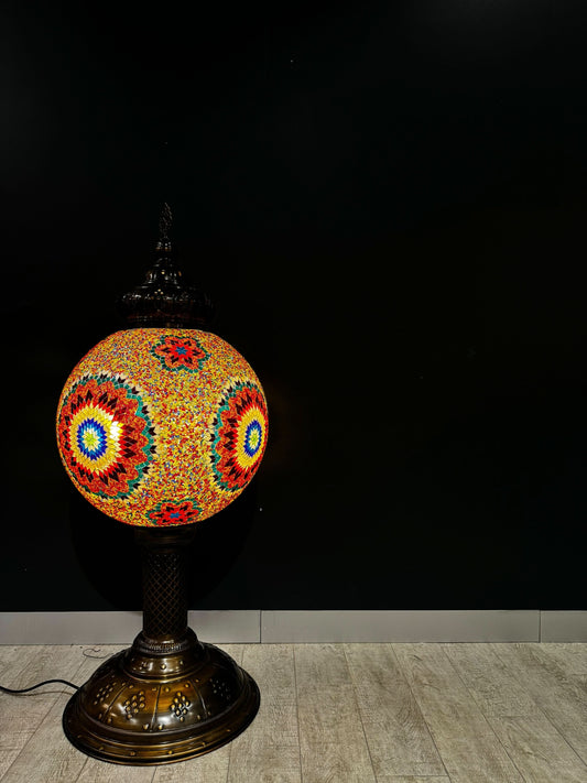 Sultan’s Majestic Radiance 50cm Handmade Mosaic Floor Lamp-Add royal elegance to your space with the Sultan’s Majestic Radiance 50cm Handmade Mosaic Floor Lamp. Featuring a handcrafted mosaic globe and a luxurious brass base, it’s a true masterpiece of Tu