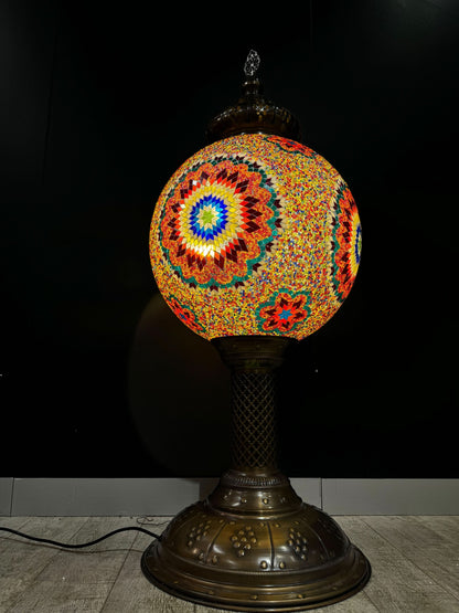Sultan’s Majestic Radiance 50cm Handmade Mosaic Floor Lamp-Add royal elegance to your space with the Sultan’s Majestic Radiance 50cm Handmade Mosaic Floor Lamp. Featuring a handcrafted mosaic globe and a luxurious brass base, it’s a true masterpiece of Tu