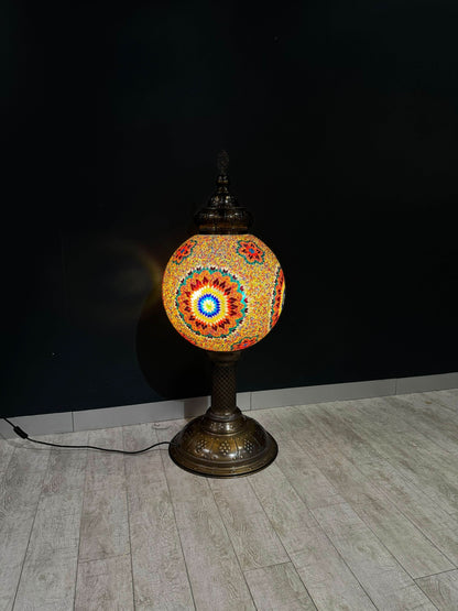 Sultan’s Majestic Radiance 50cm Handmade Mosaic Floor Lamp-Add royal elegance to your space with the Sultan’s Majestic Radiance 50cm Handmade Mosaic Floor Lamp. Featuring a handcrafted mosaic globe and a luxurious brass base, it’s a true masterpiece of Tu