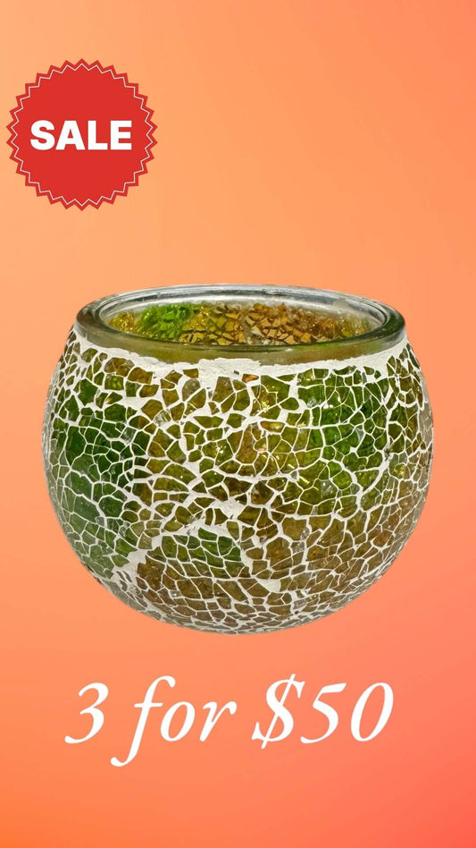 Sunset Glow Mosaic Candle Holder-Enjoy the magic of twilight with the Sunset Glow Mosaic Candle Holder. Warm tones for cozy vibes. Buy 3 for $50 today!-Bazaar G Rugs N Gifts