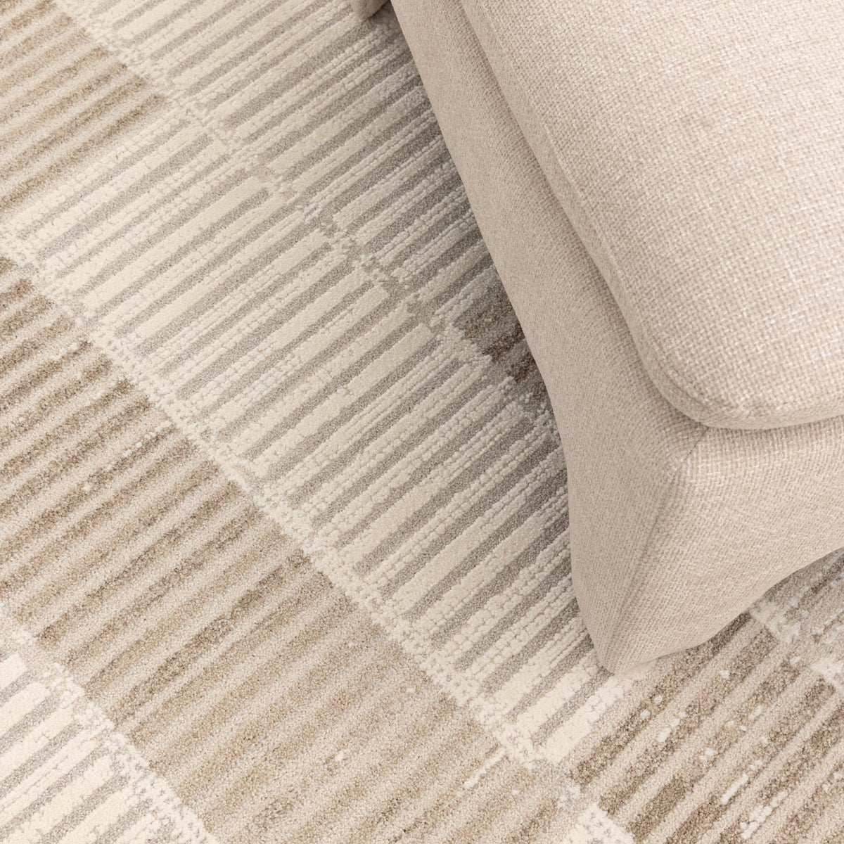 Trend Modern Stripes Grey and Beige Rug - T100 – view 5