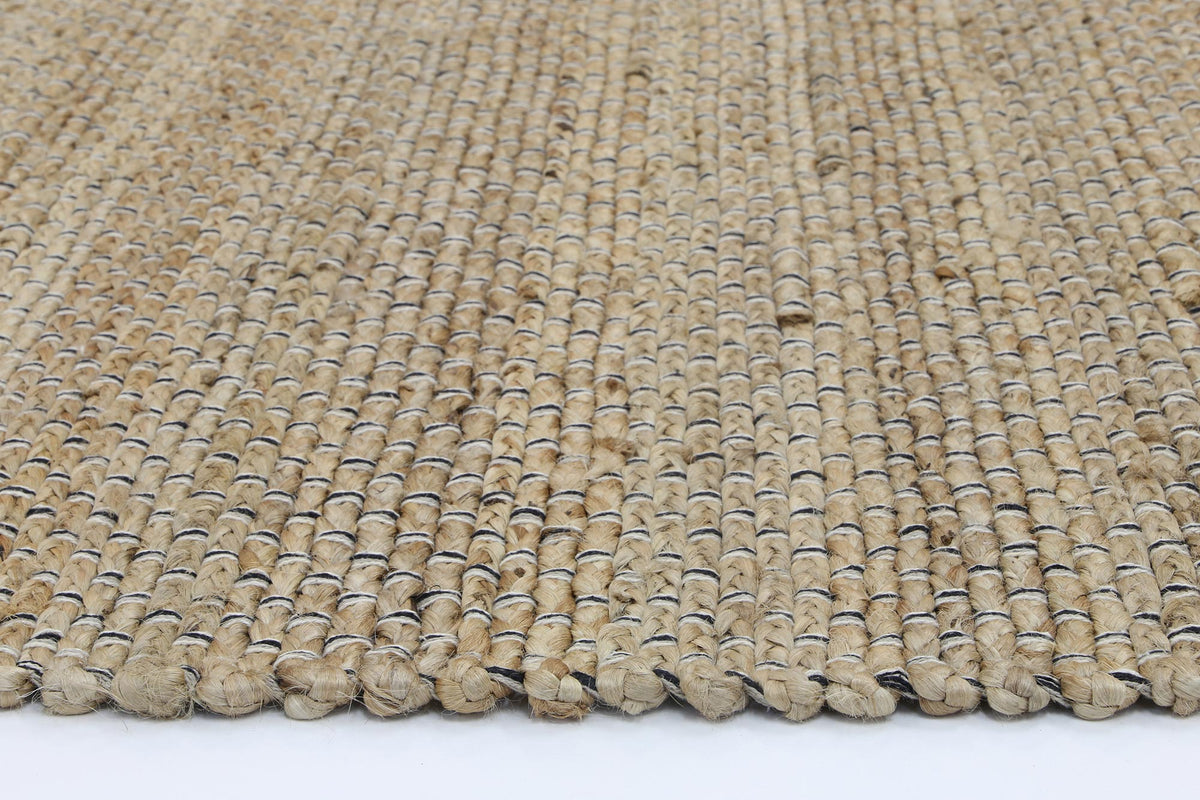 Taj Natural Basket Weave Black Jute Rug – view 3