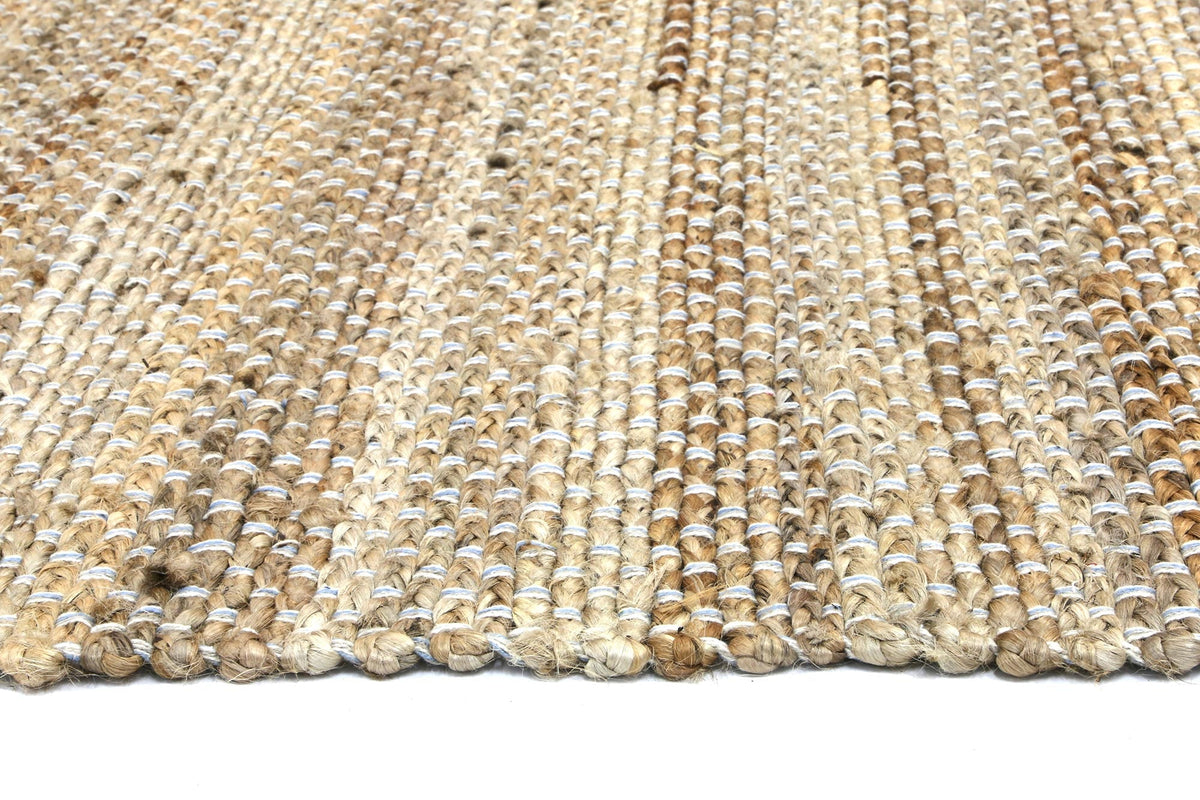 Taj Blue Natural Basket Weave Jute Rug – view 3