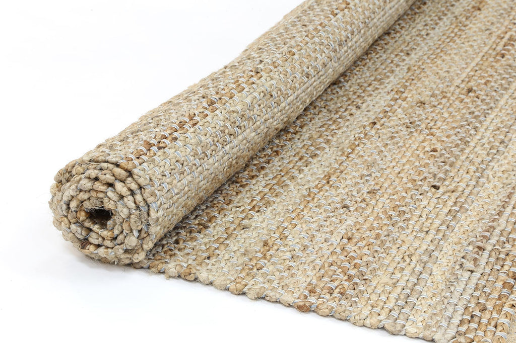 Taj Blue Natural Basket Weave Jute Rug – view 6