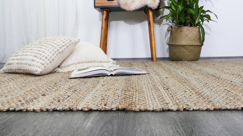 Taj Grey Natural Basket Weave Jute Rug – view 5