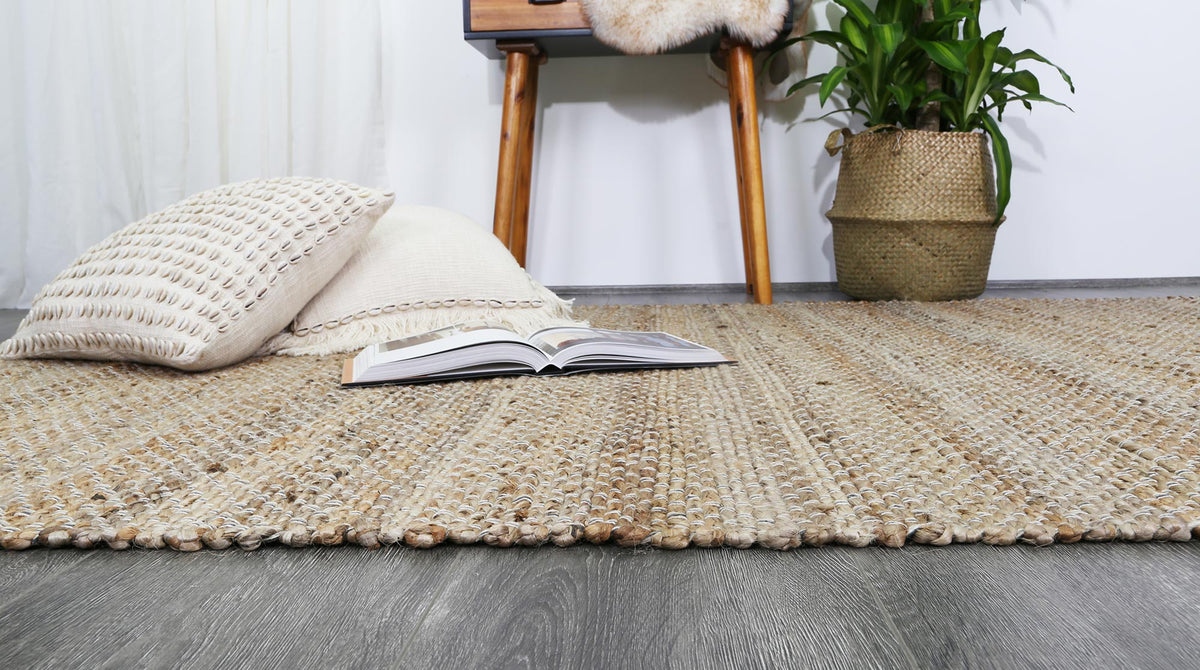 Taj Grey Natural Basket Weave Jute Rug – view 5