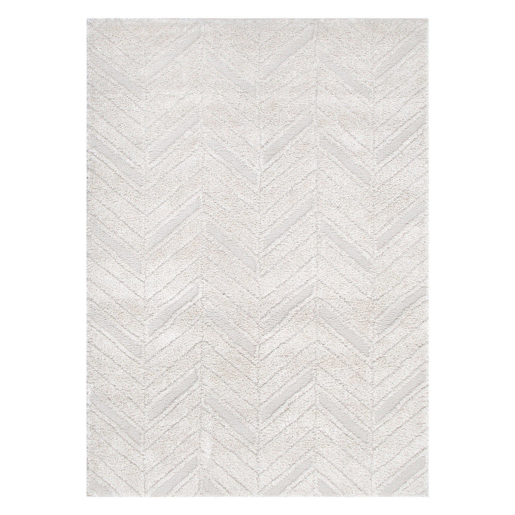 Tender Chevron Beige Shag Rug – view 5