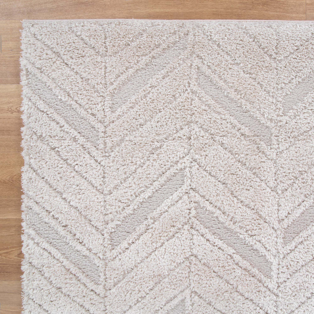 Tender Chevron Beige Shag Rug – view 2