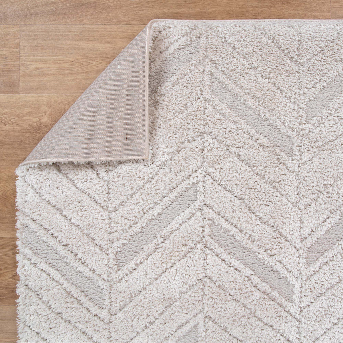 Tender Chevron Beige Shag Rug – view 3
