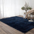 Tender Modern Navy Shag Rug styled with furniture
