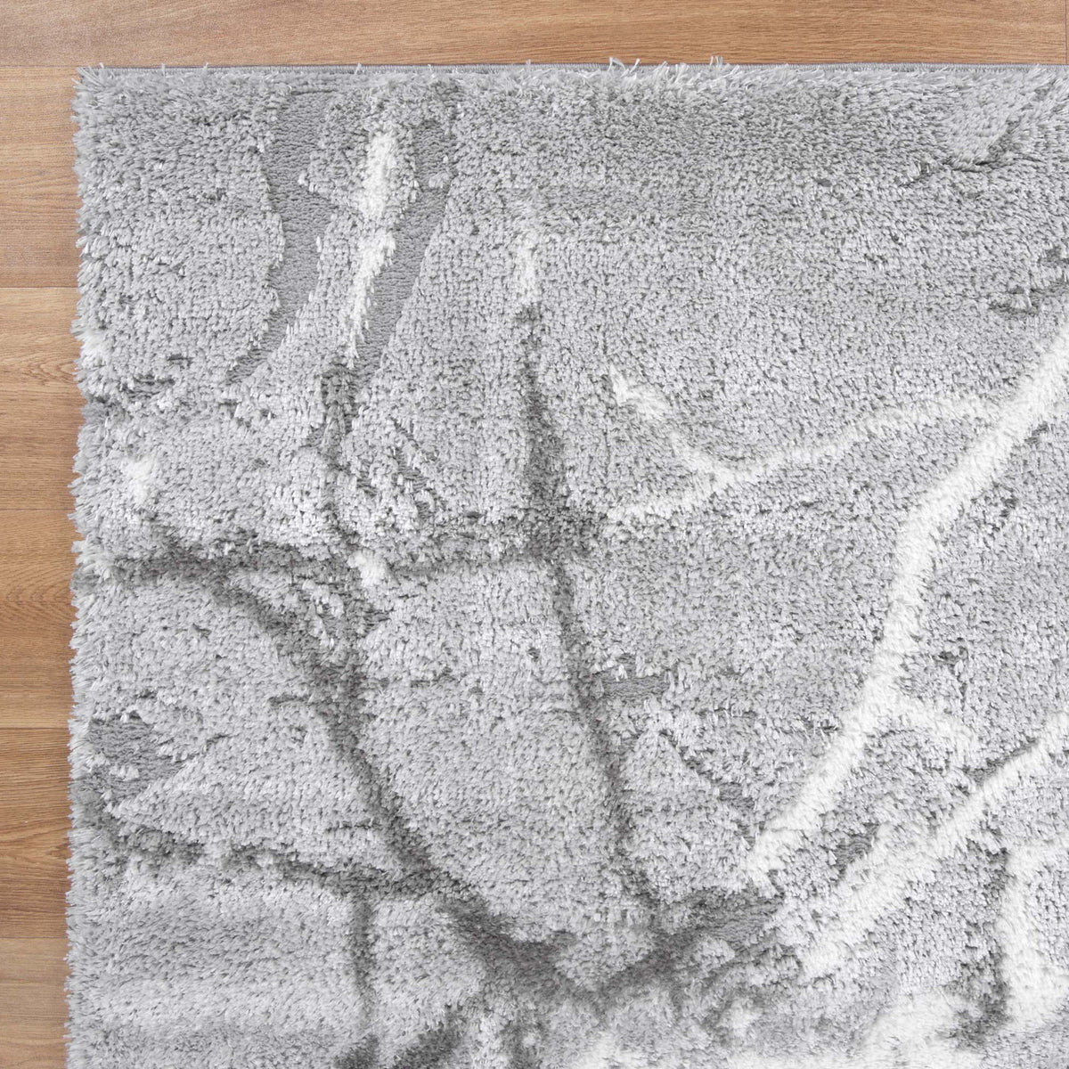 Tender Abstract Silver Shag Rug – view 2