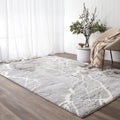 Tender Abstract Silver Shag Rug styled with furniture