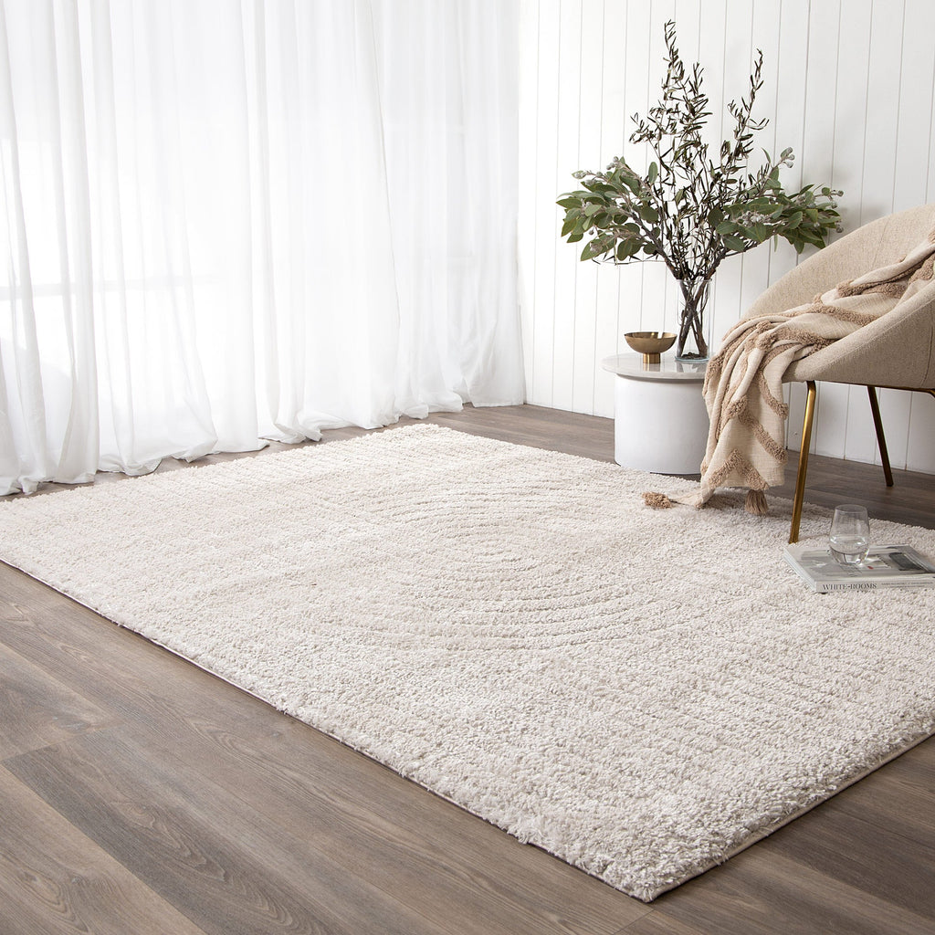 Tender Dior Beige Shag Rug styled with furniture