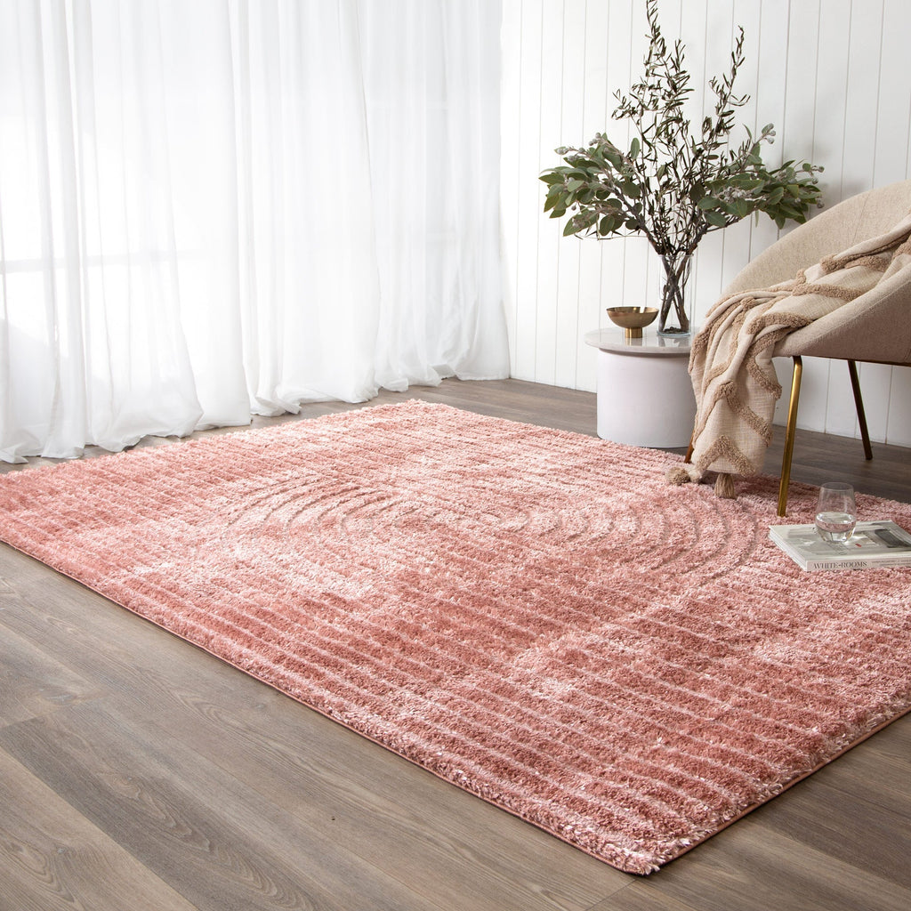 Tender Dior Blush Shag Rug styled with furniture
