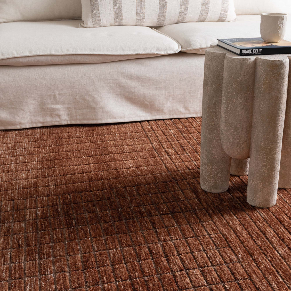 Canyon CANYON01 Terracotta Carved Rug – view 5