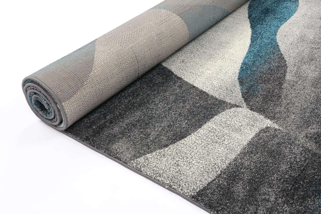 Tiffany TIFF15 Blue Grey Geometric Plush Rug - detail 4