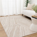 Toscana Geo Lines Beige Cream Rug - TOS1 styled with furniture