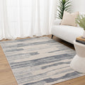 Toscana Watercolour Blue Rug - TOS3 styled with furniture