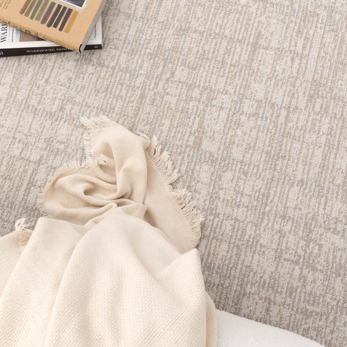 Toscana Distressed Lines Grey Beige Rug - TOS4 – view 5