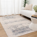 Toscana Distressed Splash Beige Blue Rug TOS5 styled with furniture