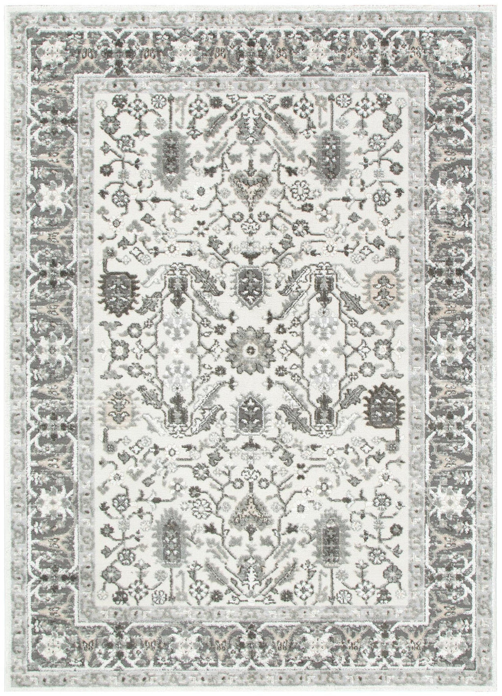 Sierra Grey Oriental Border Rug – view 2