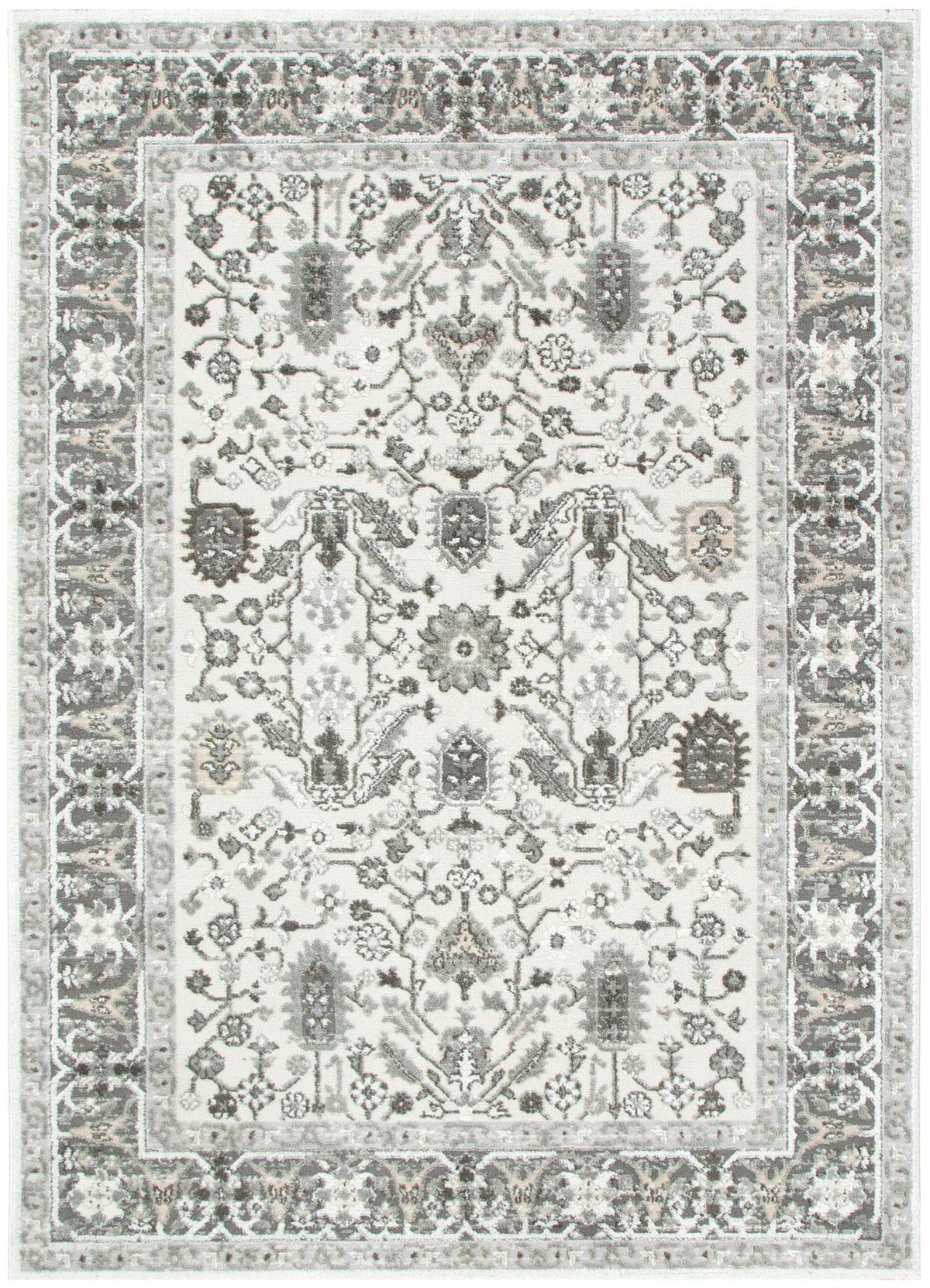 Sierra Grey Oriental Border Rug – view 2
