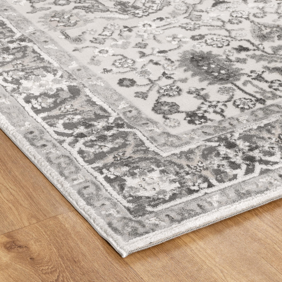 Sierra Grey Oriental Border Rug – view 3