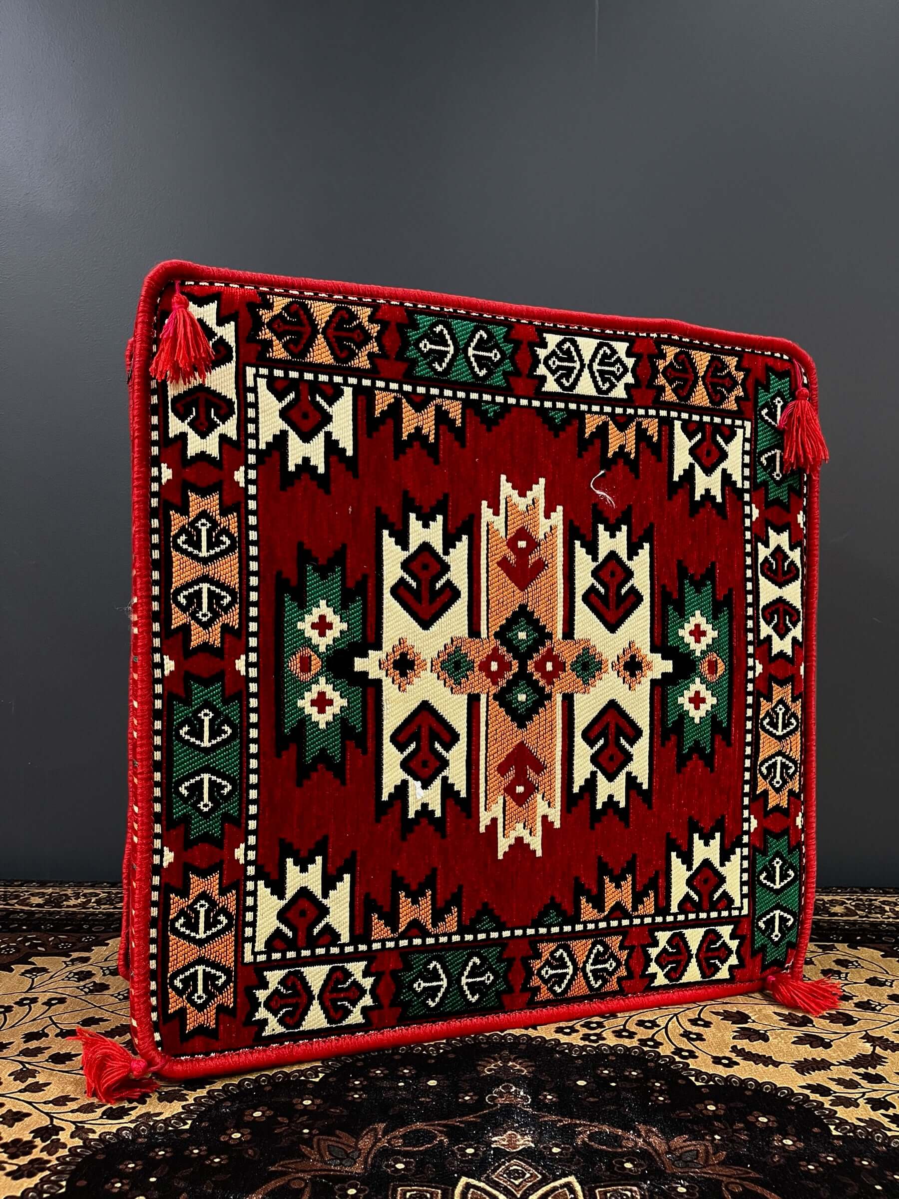 Ottoman Authentic Floor Cushion (Majlis Red Green)    