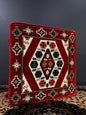 Ottoman Floor Cushion (Red with green & orange)