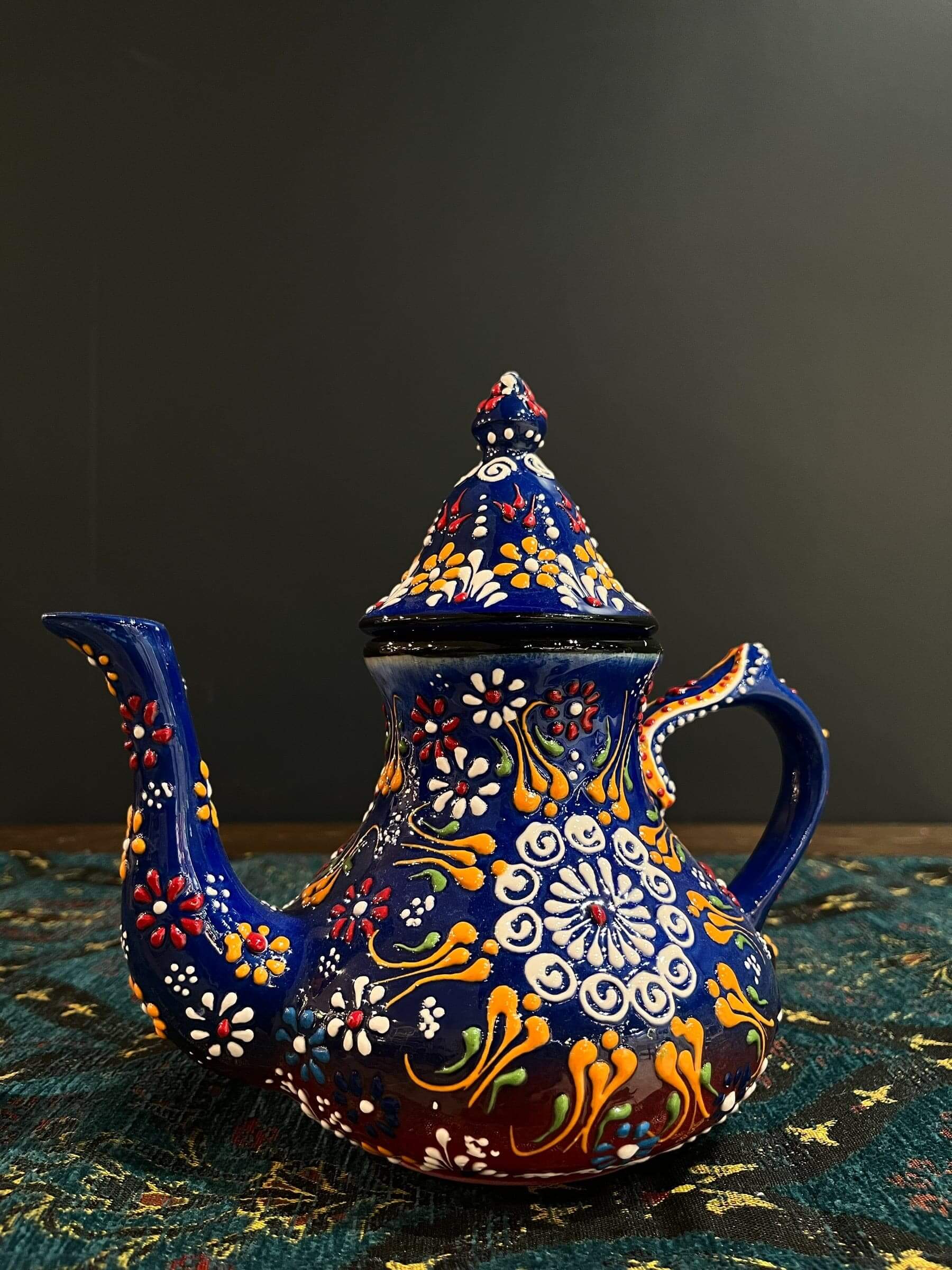 Turkish Ceramic Tea Pot Handmade Ceramics Blue  