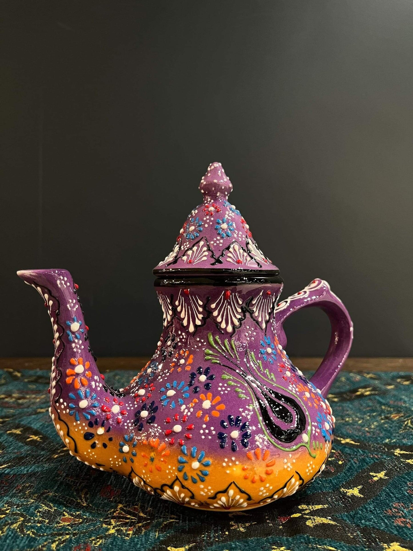 Turkish Ceramic Tea Pot Handmade Ceramics Purple  