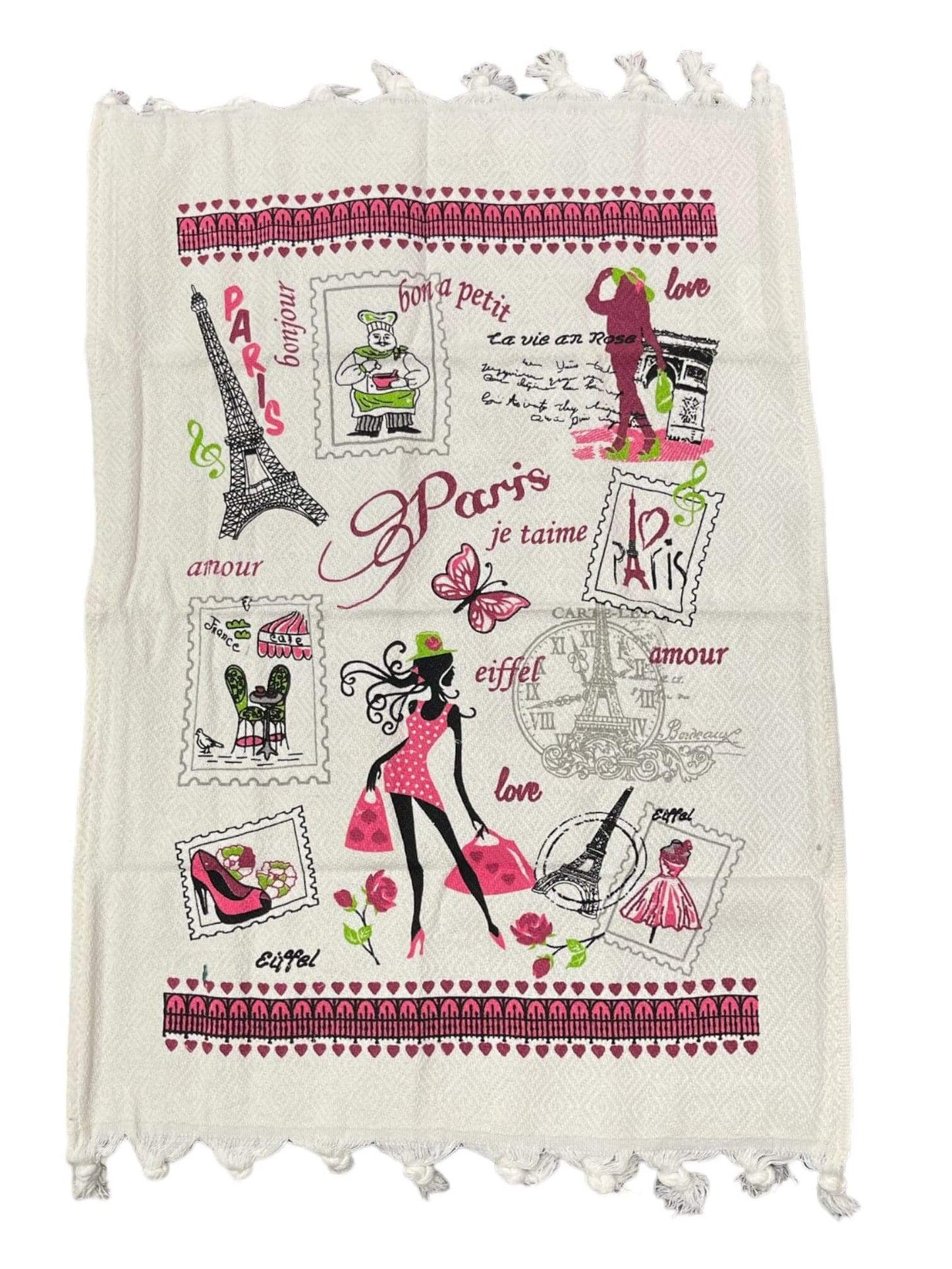 Tea Towels (Cotton Kitchen Towels) Paris100% Cotton Tea Towel, made in Turkey, These towels offer premium quality with their pure cotton composition, ensuring high absorbency for drying dishes and versatile use in various kitchen tasks. Their durability s
