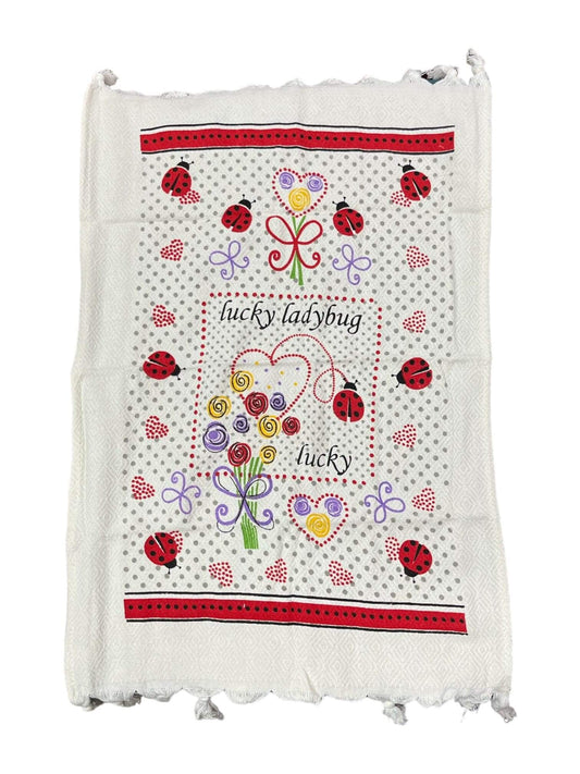 Tea Towels (Cotton Kitchen Towels) Ladybug100% Cotton Tea Towel, made in Turkey, These towels offer premium quality with their pure cotton composition, ensuring high absorbency for drying dishes and versatile use in various kitchen tasks. Their durability