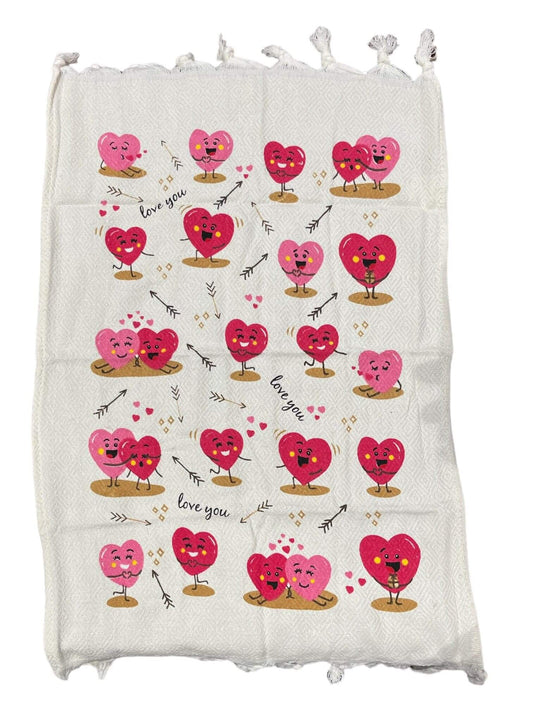 Tea Towels (Cotton Kitchen Towels) Hearts100% Cotton Tea Towel, made in Turkey, These towels offer premium quality with their pure cotton composition, ensuring high absorbency for drying dishes and versatile use in various kitchen tasks. Their durability