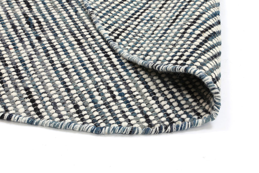 Nordic Teal Reversible Wool Round Rug – view 3