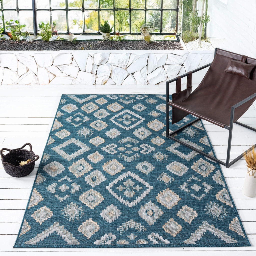 Terrace 551 Turquoise Turkish Rug lifestyle view