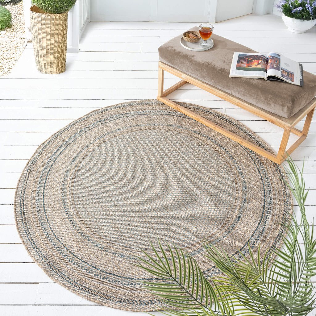 Terrace 553 Olive Round Rug lifestyle view