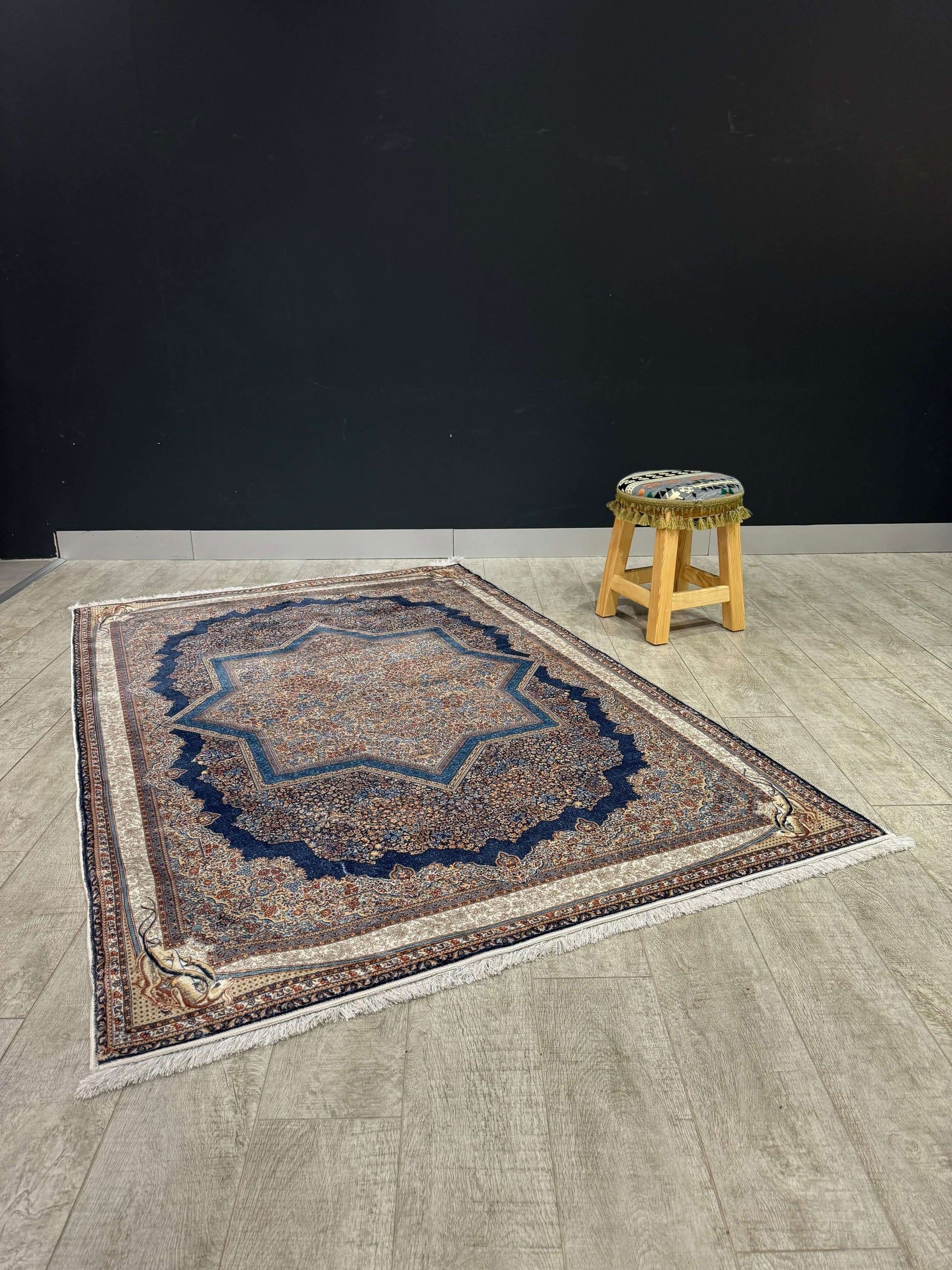 The Midnight Oasis- Turkish Rugs-Enhance your home with our Turkish rugs made from a blend of 100% cotton and bamboo fibers. Crafted in Turkey, these rugs offer durability, eco-friendliness, and timeless designs. Perfect for any room, they provide comfort