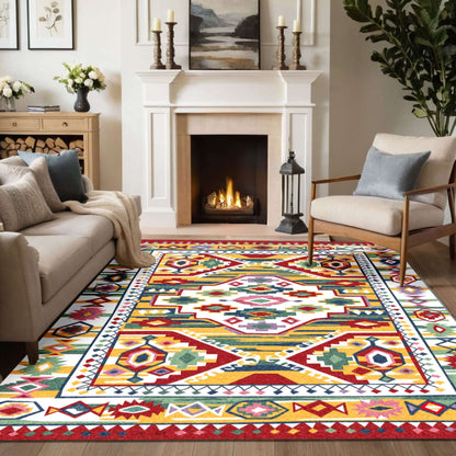 Traditional Multicolor Geometric Kilim Rug-Brighten up your home with the BY-BS-317 Traditional Multicolor Geometric Kilim Rug. Vibrant colors, geometric patterns, and multiple size options. Shop now!-Bazaar G Rugs N Gifts