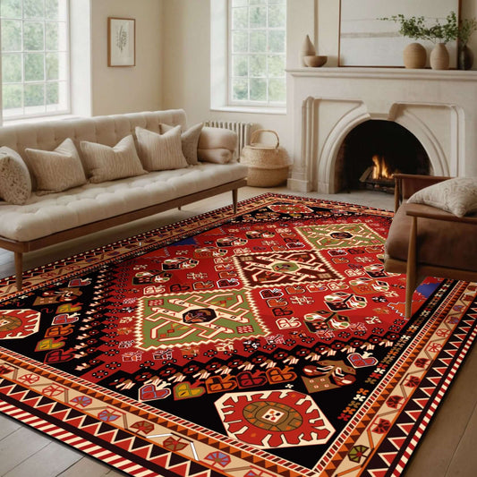 Traditional Red & Multi-Colored Tribal Medallion Rug-Enhance your décor with the BY-BS-59 Traditional Tribal Rug. Bold red and multi-colored medallion design with geometric accents. Available in multiple sizes. Shop now!-Bazaar G Rugs N Gifts
