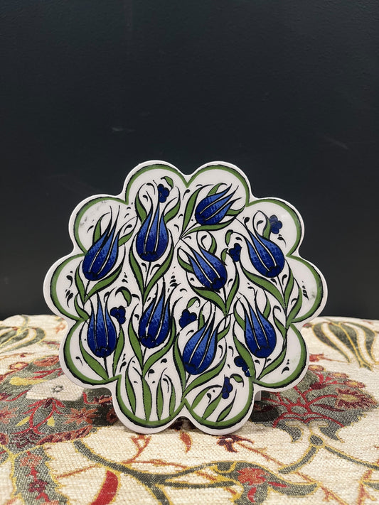 Turkish Ceramic Trivet Blue Tulip