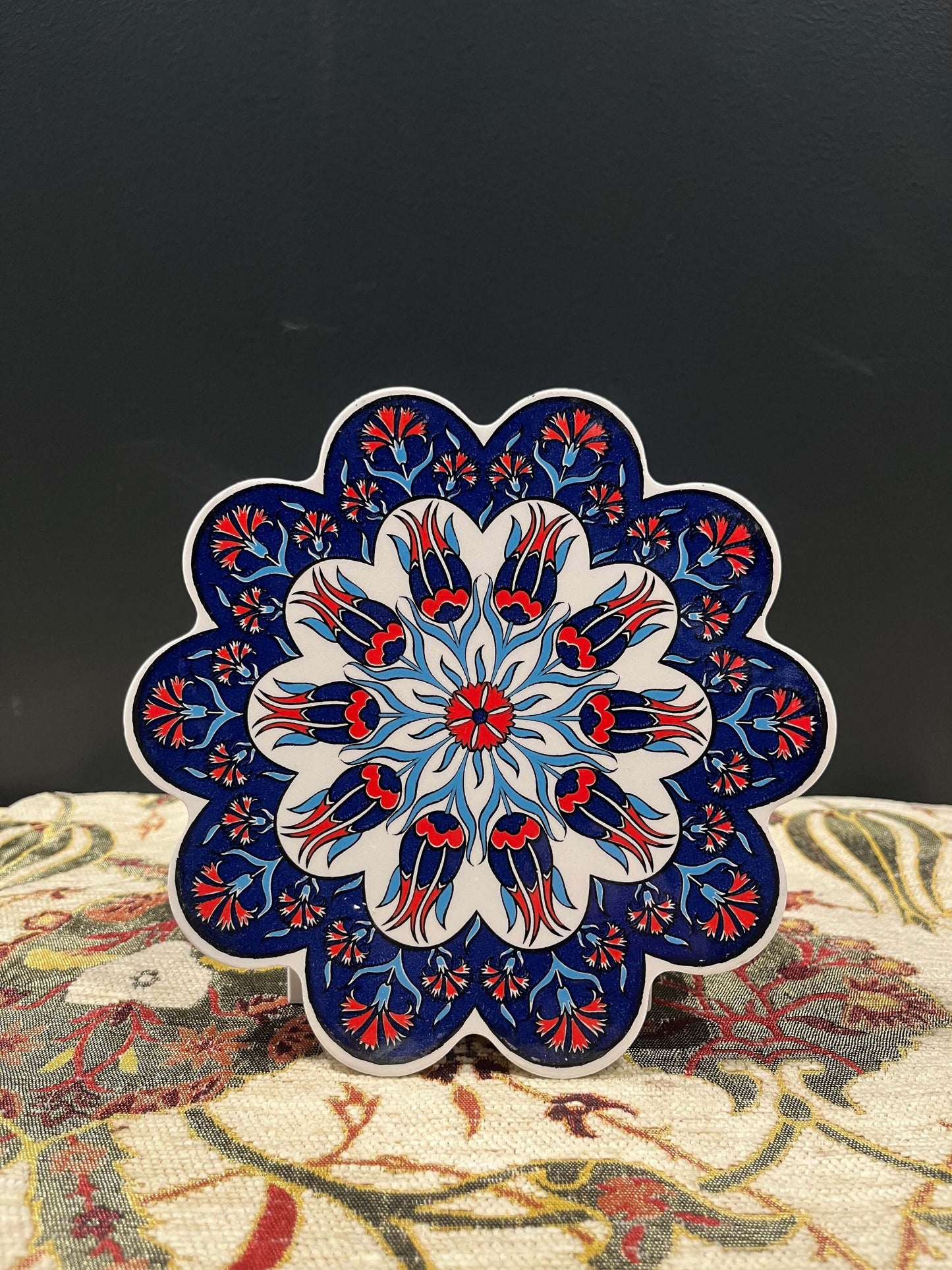 Turkish Ceramic Trivet Navy